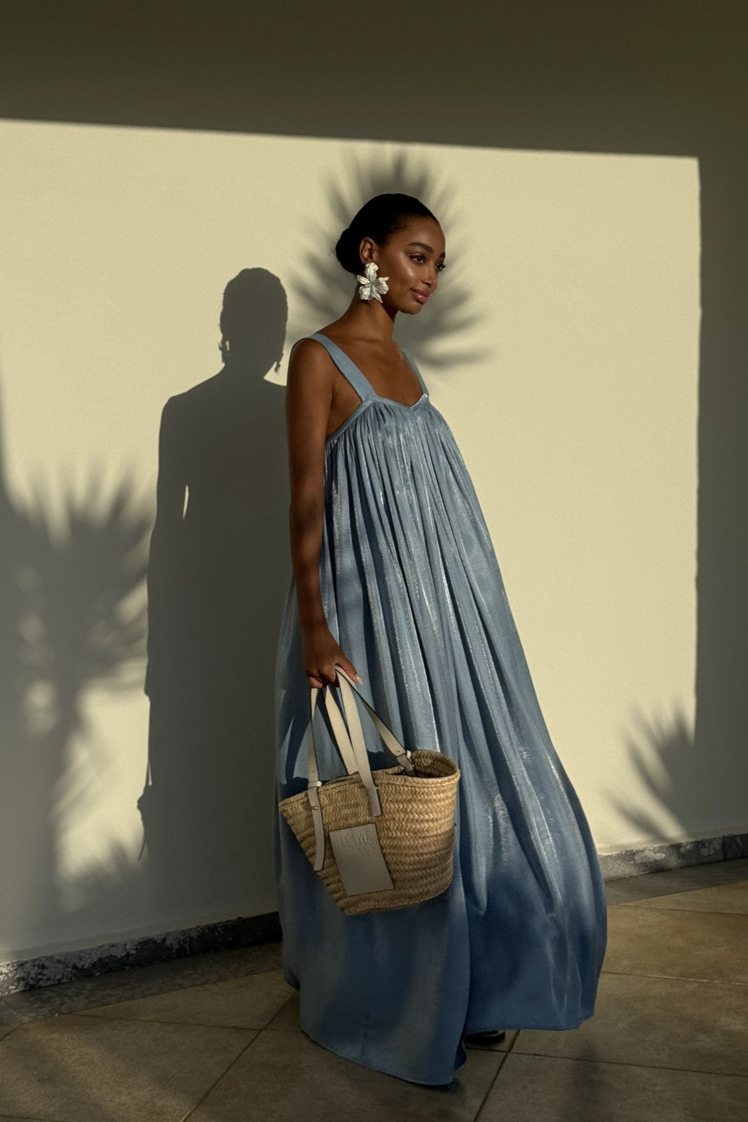 Maxi Vestido Celeste Espalda Descubierta