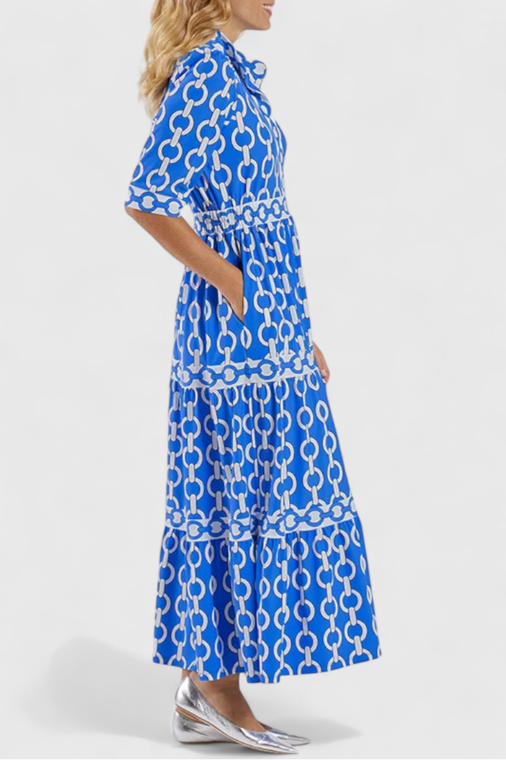 Vestido Midi con Estampado de Cadenas (LIQUIDACIÓN)