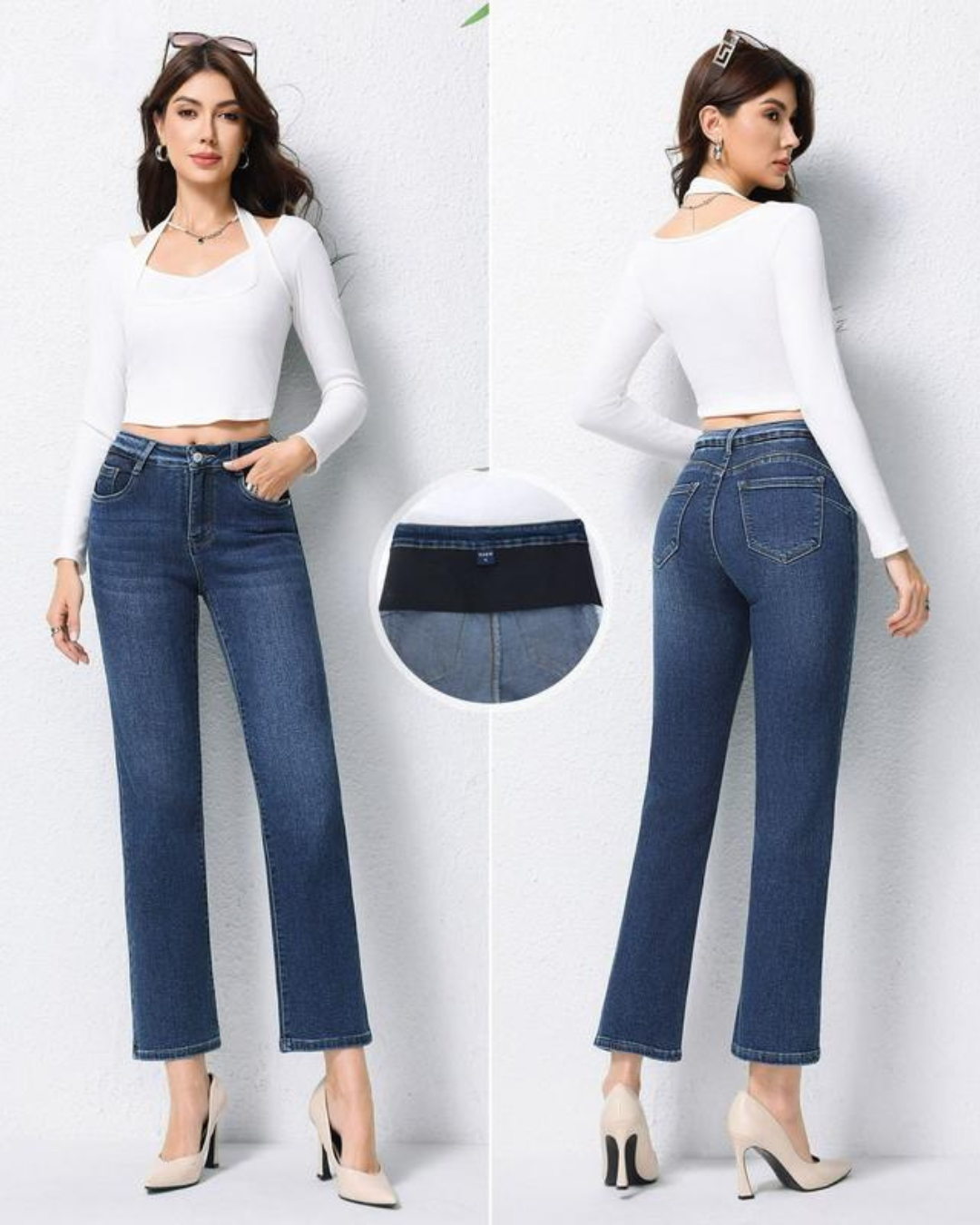 Pantalón recto con faja integrada