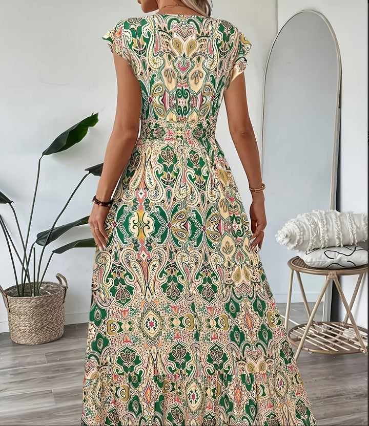 Floral Ruffle Hem Maxi Dress Elegant
