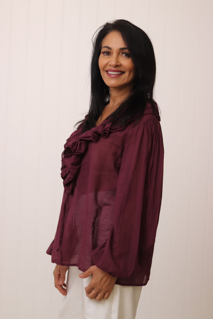 Blusa Gasa Chifón Volantes