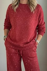 Conjunto Informal de Brillante de Cuello Redondo