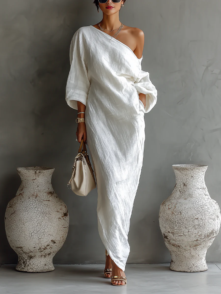 Vestido Lino Escultural Atenas