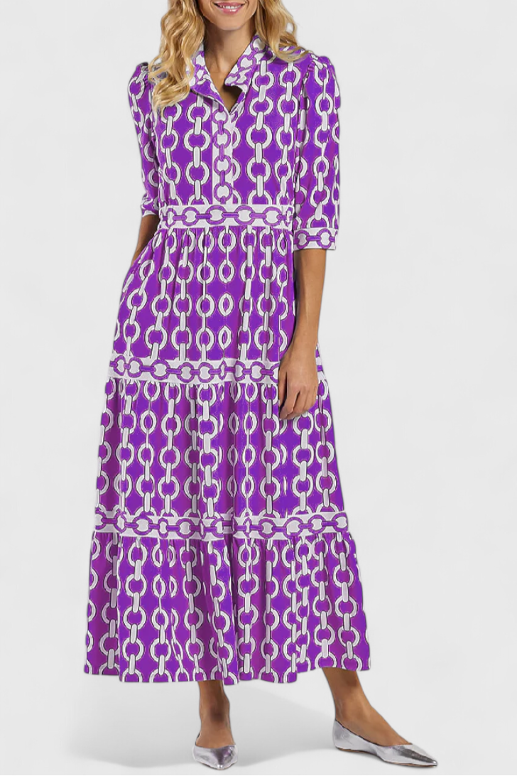 Vestido Midi con Estampado de Cadenas