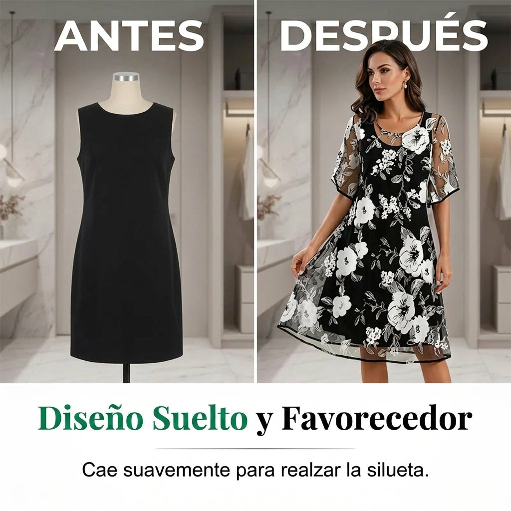Vestido Capas de Ébano Floral