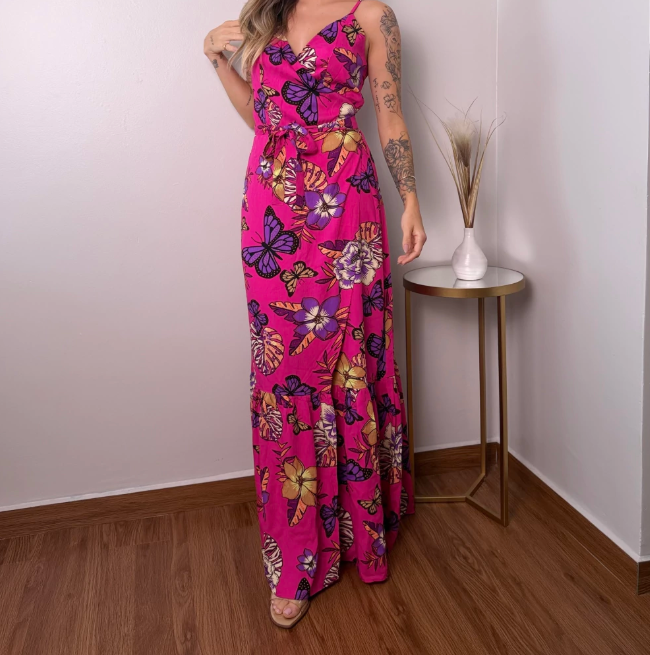 Vestido Envolvente Jardín Exótico