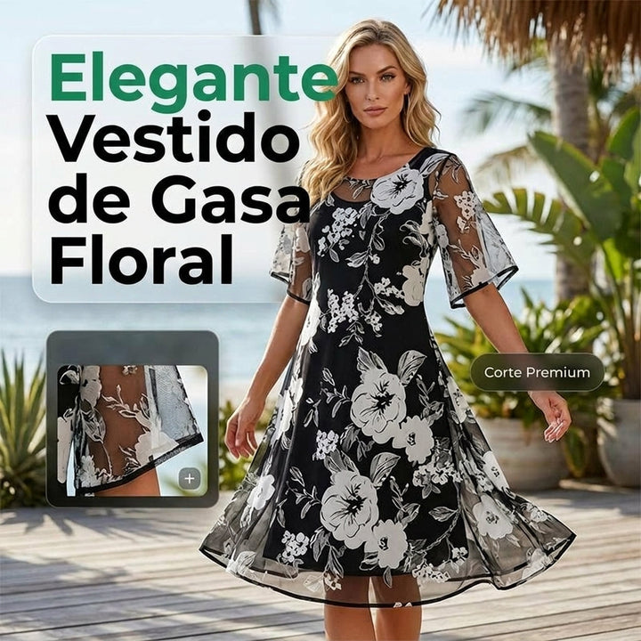 Vestido Capas de Ébano Floral