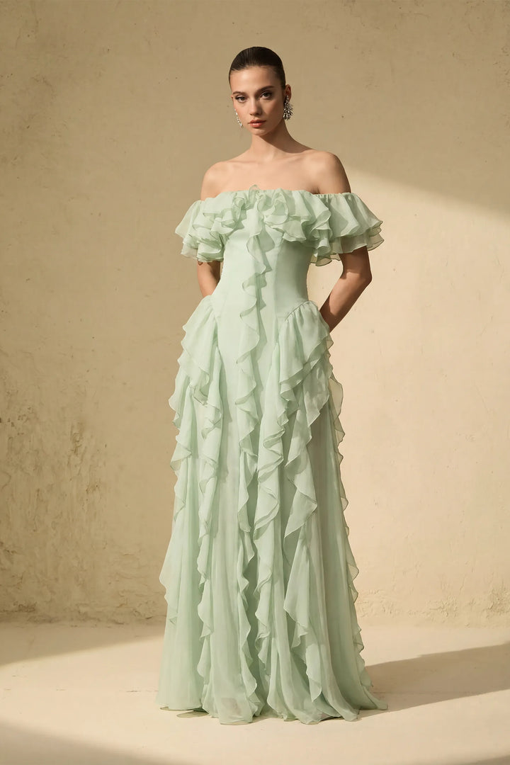 Vestido Maxi Olivia Con Volantes