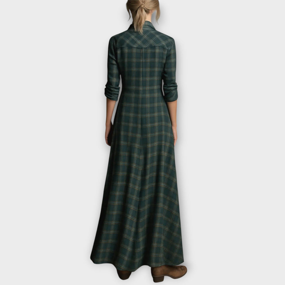 Vestido Camisero Largo a Cuadros