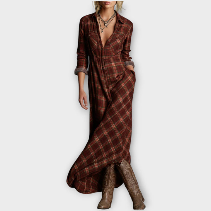 Vestido Camisero Largo a Cuadros