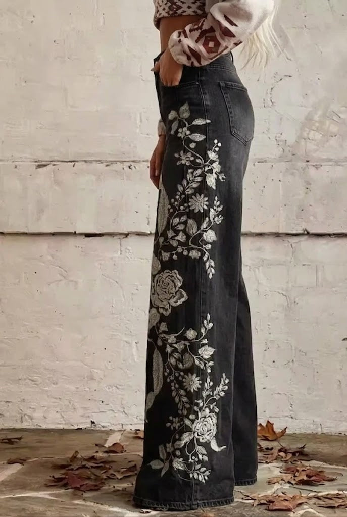 Jeans Wide Leg Flora Noir
