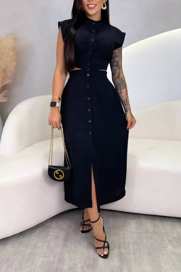 Vestido Midi con Cuello Alto Toya