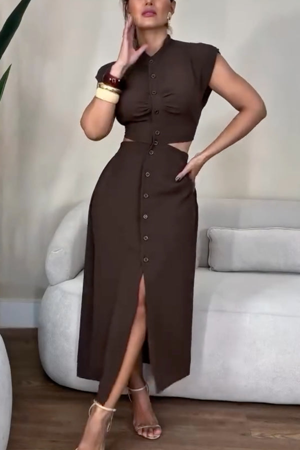Vestido Midi con Cuello Alto Toya