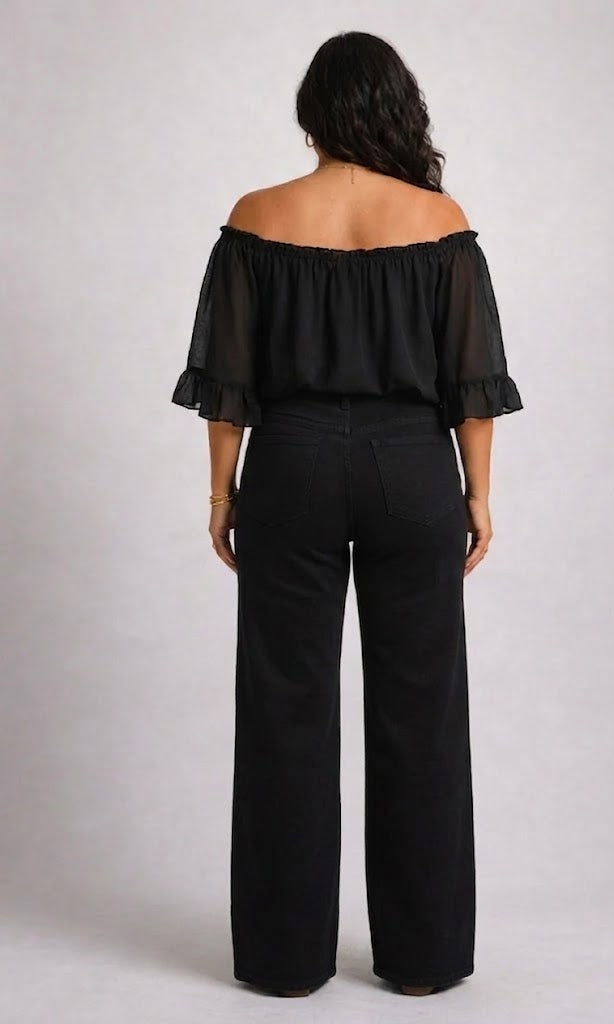 Jeans Wide Leg Flora Noir