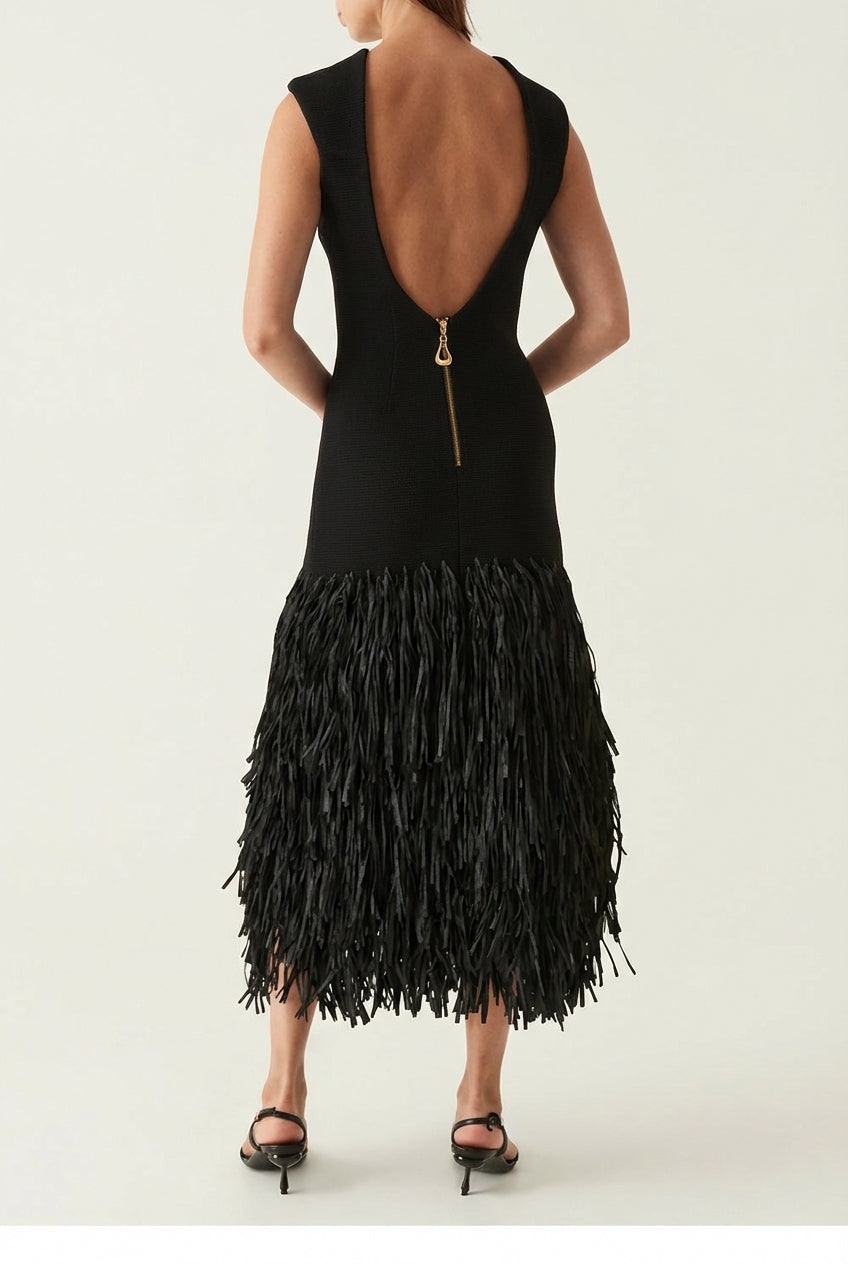 Vestido Largo de Flecos Lesly