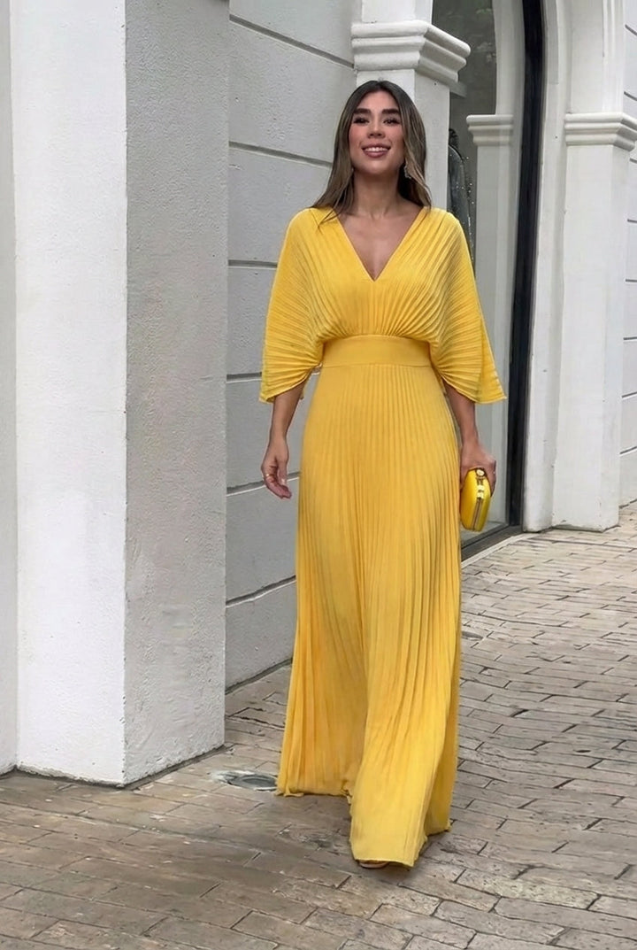 Vestido Plisado Amaranto