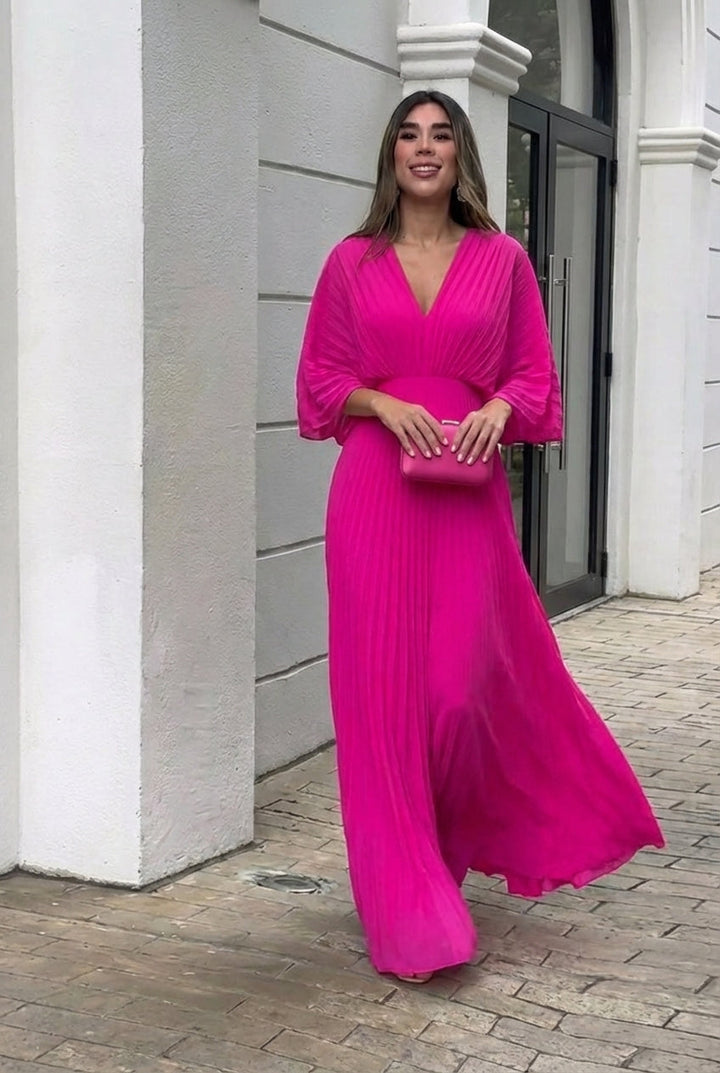 Vestido Plisado Amaranto