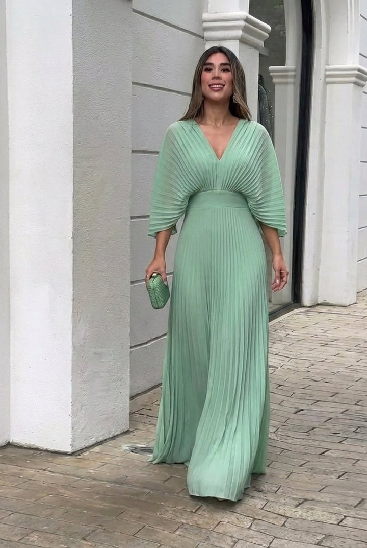 Vestido Plisado Amaranto