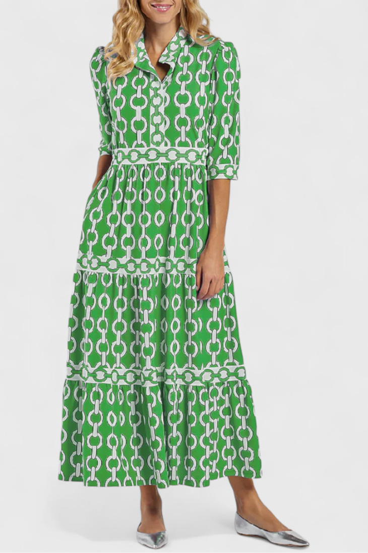 Vestido Midi con Estampado de Cadenas