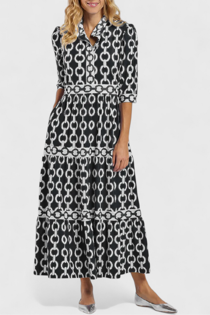 Vestido Midi con Estampado de Cadenas