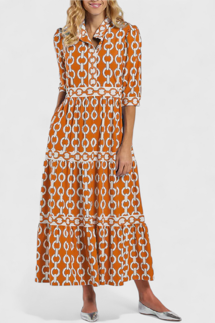 Vestido Midi con Estampado de Cadenas