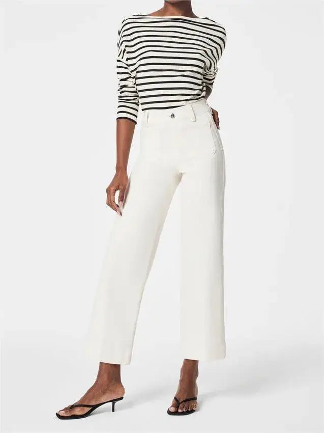 Jeans de pierna ancha y corte cropped con control de abdomen
