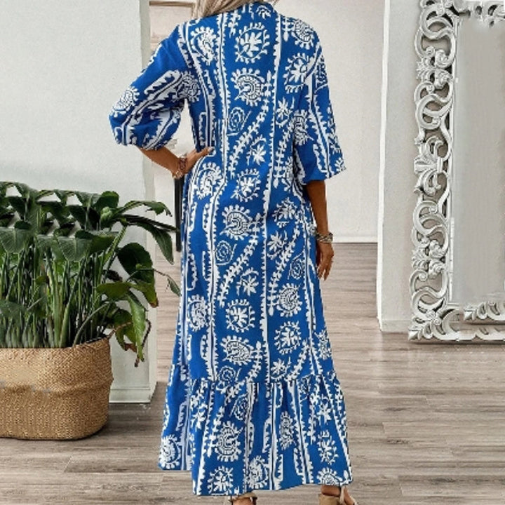 Vestido holgado elegante con cuello en V
