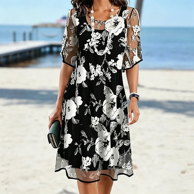 Vestido Capas de Ébano Floral