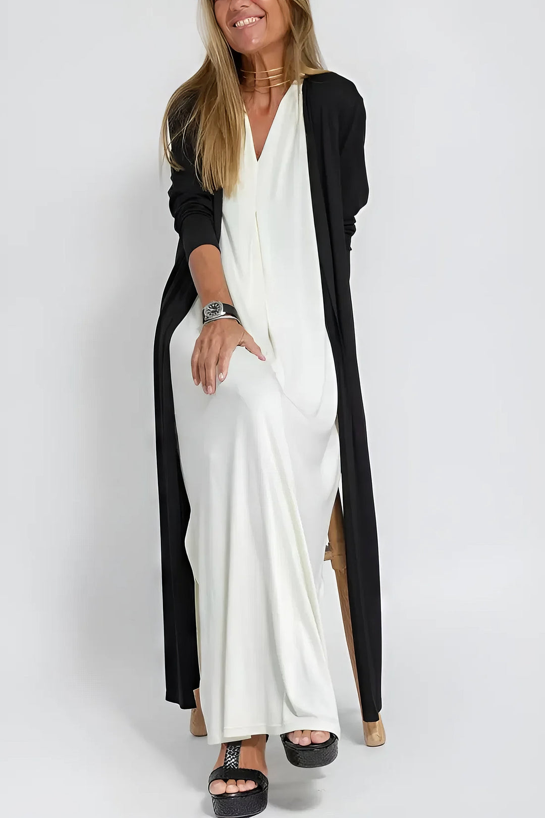 Vestido largo elegante + cárdigan a juego DE REGALO - TU ESENCIA