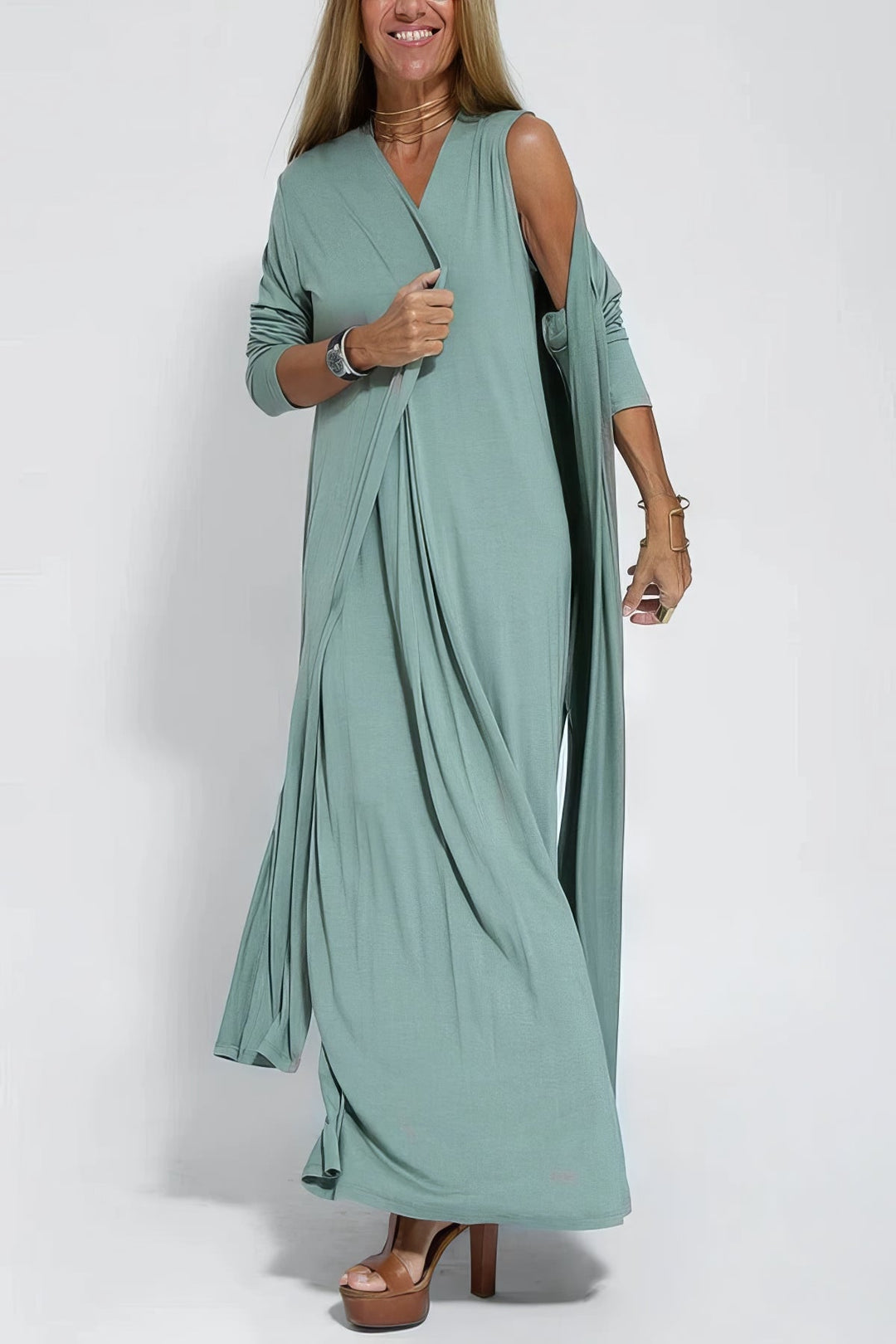 Vestido largo elegante + cárdigan a juego DE REGALO - TU ESENCIA