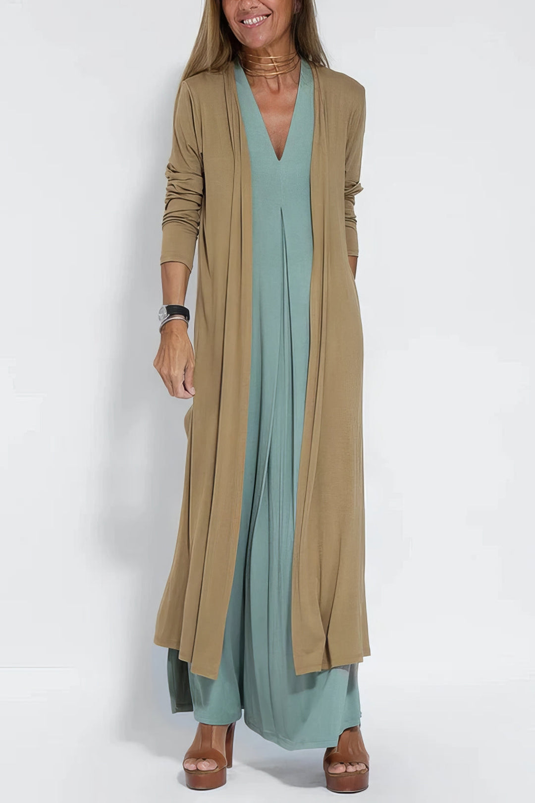 Vestido largo elegante + cárdigan a juego DE REGALO - TU ESENCIA