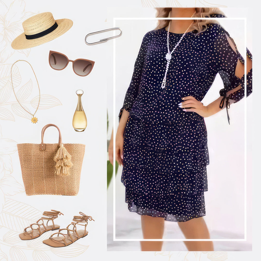 Vestido casual para mujer con estampado y capas